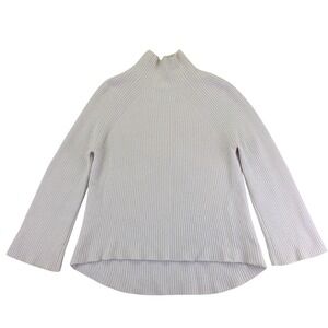 NAKED CASHMERE Cream Ribbed Mock Neck Bell Sleeve Sweater Women XS 100% Cashmere